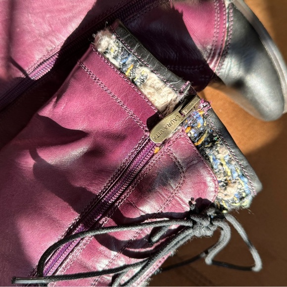 Laura Vita Purple & Black Patchwork Lace-Up Ankle Western Boots Size 38 (France) - Picture 3 of 7